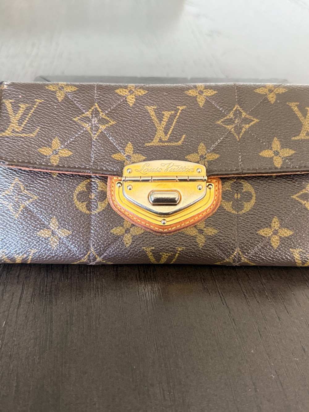 Louis Vuitton Authentic Monogram Leather Etoile Wallet Brown w/gold hardware